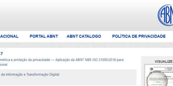 Consulta Nacional da ISO 27557 - Gestão de Riscos de Privacidade