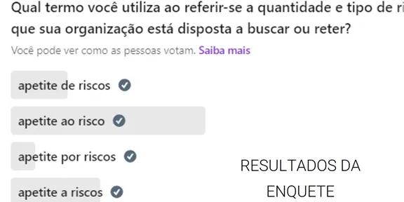 Surpreendente resultado na enquete sobre o Vocabulário de Gestão de Riscos - ISO 31073